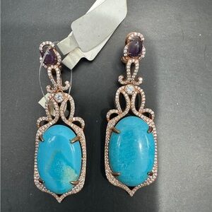 Christina Sabotini real turquoise long earrings new with tag